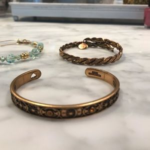Two Alex and Ani gold tone bangles